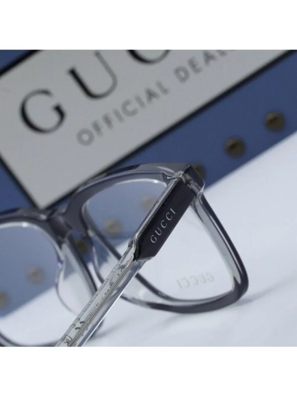 Gucci GG1120OA 002 Square Eyeglasses 55mm - Grey/Transparent
